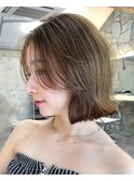 韓国ヘアーハッシュカットレイヤーカットグレージュブリーチ無し