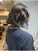 ふわふわボブパーマ×オリーブベージュ
