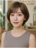★大人かわいい30代40代小顔ひし形耳かけショートボブ京都