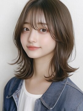 ダブルオーバイオーバーレイ 武蔵新城(w/o by Overlay) くびれレイヤーカット×アッシュラテベージュ