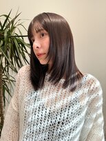 小顔前髪顔周りレイヤー×グレージュカラー デザインカラー