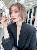 武井デザインカラーオリーブベージュウェットヘアレイヤカット