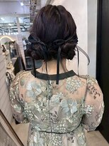 ジゼル 博多筑紫口店(GiseL)&nbsp;ヘアセット　お団子ツイン　リボンアレンジ　結婚式　20代30代