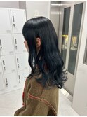 14806黒髪アッシュブラックレイヤーカット韓国風巻きワンカール