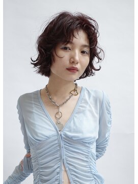 マッシュ 北堀江(MASHU) チェリーレッドのボブスタイル