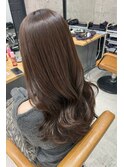 透明感グレージュくびれ巻きブリーチ無しロング越谷