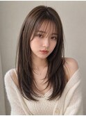 セミロング20代30代ストレートレイヤー前髪なし前髪あり池袋