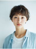 ミルクブラウン/ダークパープル/ナチュラルショート/夏/センター