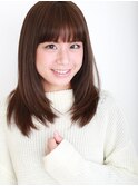 ストレート  毛先パーマ オフィスヘア  デザインカラー