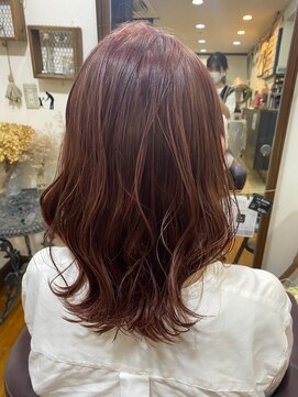 美容室 メザミー MESAMIES ツヤ髪ピンク☆大人可愛いニュアンスパーマナチュラルくびれヘア