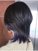 インナーカラー/バイカラー/ブルーサファイア/ボブウルフ