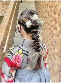 卒業式セット☆ポニースタイルの編みおろしヘア