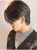 毛流れセンターパート韓国風ウルフブルーブラックフェザーパーマ
