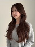 レイヤーカット韓国風巻きマロンベージュ髪質改善