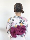 浴衣【ツイン団子ヘアー】