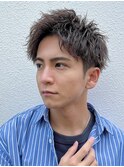 スパイキーベリーショートツイストピンパーマツーブロック