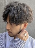 原宿ラウンドマッシュカット波巻きスパイラルパーマ刈り上げ茶髪