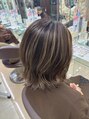 アース 大分セントポルタ店(HAIR&MAKE EARTH) レイヤーボブ。ハイライトとの組み合わせで大人カッコイイ。