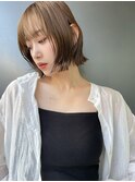 日韓ボブ 似合わせ 外ハネ 透明感カラーオリーブベージュ t1110