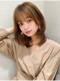 イメチェン美髪外ハネボブミディアムストレート寒色系カラー