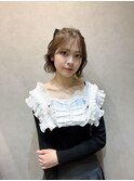 フェミニンボブハーフアップアレンジ×小顔カット