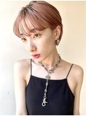 大人ボブ/ショート/シースルーバング/ブリーチ/ダブルカラー
