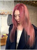 【KANON】ロングヘアブリーチカラーピンクカラーロングレイヤー