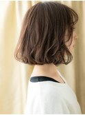 黒髪ダークアッシュデジタルパーマ小顔ゆるふわボブ20代30代X!