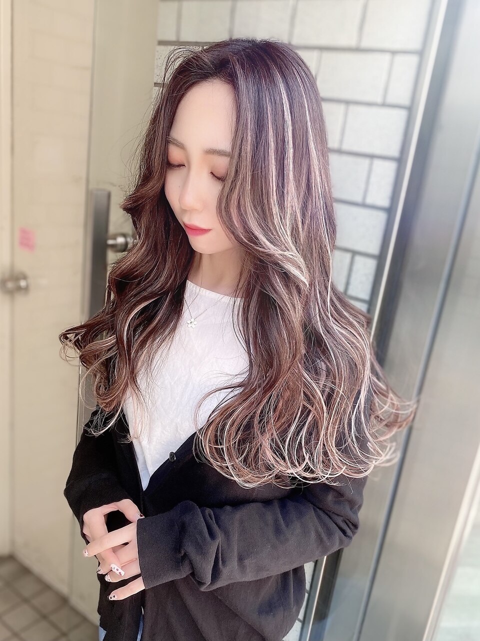 ピンクベージュハイライト#シールエクステ#ヨシンモリ#小倉 ピンクベージュハイライト#シールエクステ#ヨシンモリ#小倉