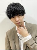 ソフトツイストパーマ刈り上げマッシュショートレイヤーメンズ
