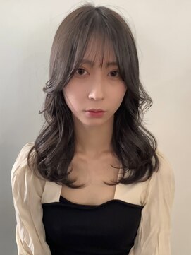 オリンテ バイ レシッド 表参道(orente by rcid) 韓国風レイヤーロング姫カットワンカール×艶髪ダークアッシュ