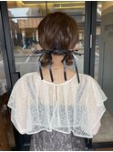 お呼ばれヘア×ツインヘア×リボン