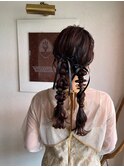 結婚式お呼ばれヘアセット＊編み下ろしおさげスタイル