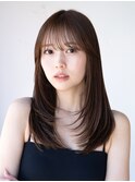 レイヤーカット毛先ワンカールくせ毛風カール薄めバングデジパ