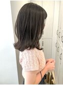 くびれヘア暗めカラーグレージュアッシュブリーチなしWカラー