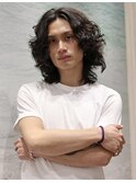 メンズ黒髪ロン毛カジュアルサーフスタイル理容室