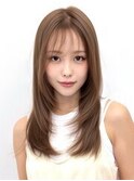 レイヤーカット/ブリーチなしダブルカラー/アッシュベージュ