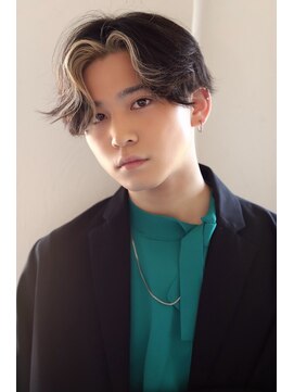 メンズカット バイ ソイクフ(メンズカット by SOY-KUFU) MEN'SHAIRアッシュブラックカルマパーマセンターパート