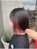 20代30代ソフトウルフ肩ラインダブルカラーピンクカラー