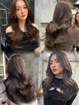 サイン 渋谷(SIGN) 韓国ヘアーハッシュカットレイヤーカットグレージュブリーチ無し