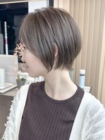 ロンドシエル 横浜(Lond ciel)&nbsp;ミニウルフチェリーブラウンブリーチなしショートボブ前髪/横浜