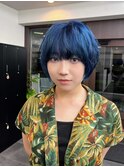ショートヘア/ネイビーブルー