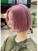 段カットピンクベージュラベンダーミルクティーニュアンスカラー