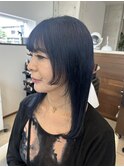 #ネイビーカラー#ブリーチカラー×顔まわりレイヤー20代30代40代