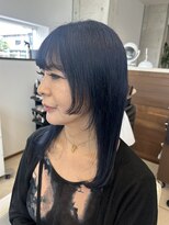 アチーブ ヘア デザイン(achieve hair design)&nbsp;#ネイビーカラー#ブリーチカラー×顔まわりレイヤー20代30代40代