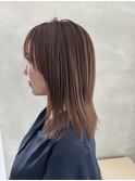 レディースミディアムストレートヘアナチュラルブラウン
