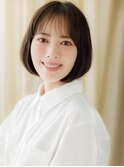 シースルーバング艶感ストレート美髪前下がりボブY大宮30代40代