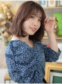 韓国風ミルクティーピンクワンカールボブc6上尾20代30代40代
