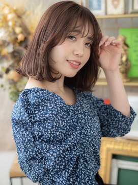 カバーヘア ブリス 上尾西口店(COVER HAIR bliss) 韓国風ミルクティーピンクワンカールボブc6上尾20代30代40代