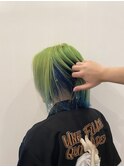 ネオングリーンブルーツートーンサファイアブルーグリーン黄緑